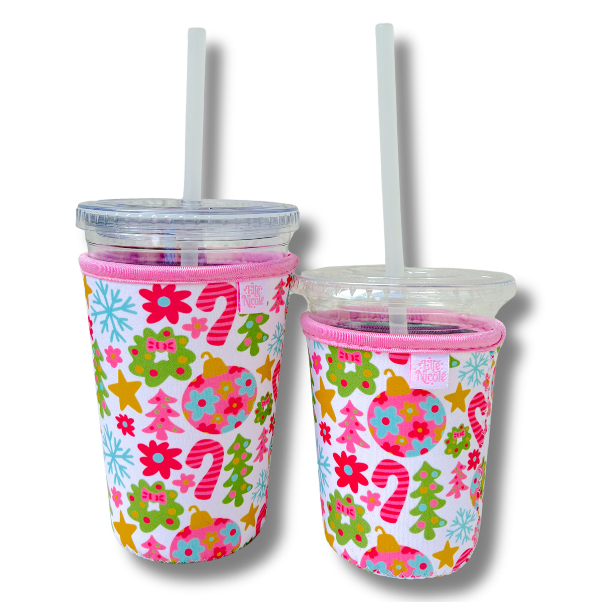 Pink Christmas Coffee Cup Cover