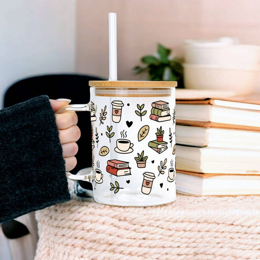 Coffee and Books Glass Mug