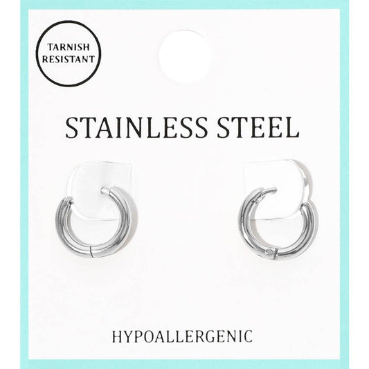 #472 Stainless Steel Hypoallergenic Mini Huggie Hoop Earrings