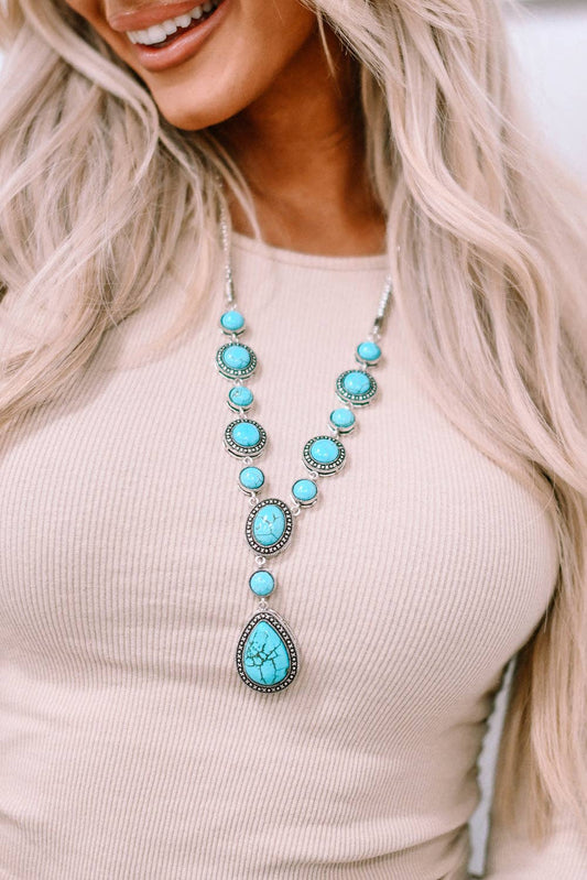 #375 Turquoise Water Drop Accent Necklace