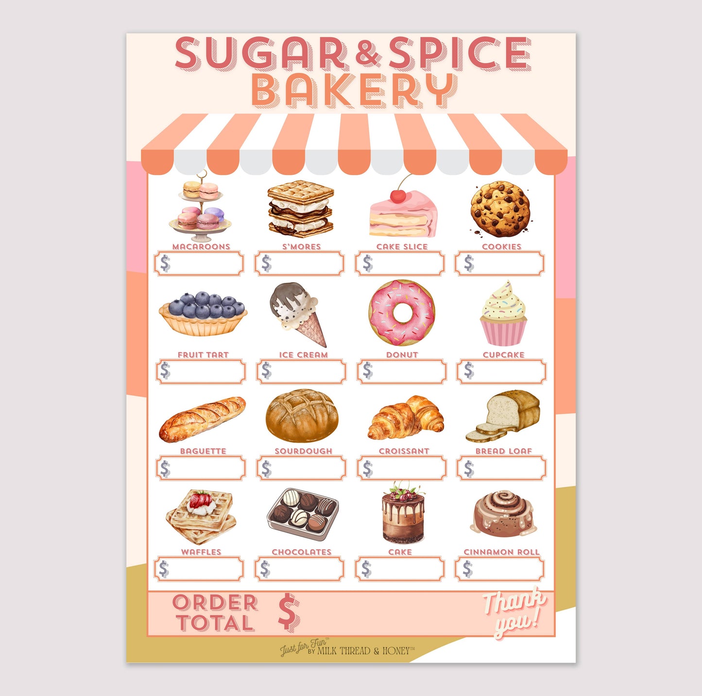 #160 Pretend Play Bakery Order Notepad