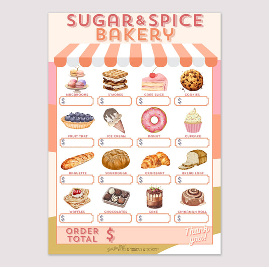 #160 Pretend Play Bakery Order Notepad