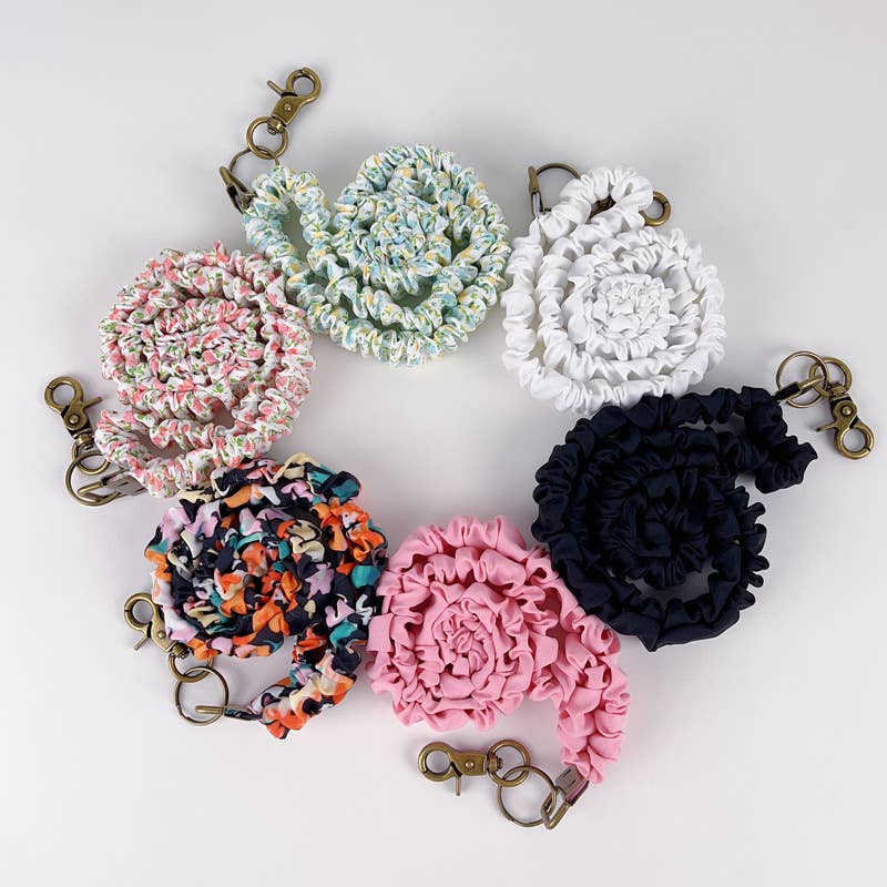 #1029 Floral Print & Plain Color Lanyard