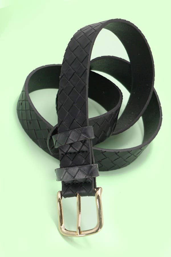 #633 CLASSIC BRAIDED WEAVE GRID FAUX LEATHER BELT