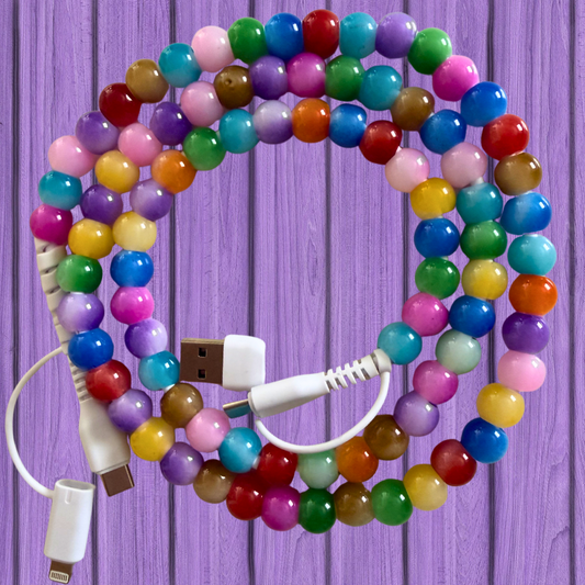 New Colorful 4-in-1 Beaded  Fast Charging Cable