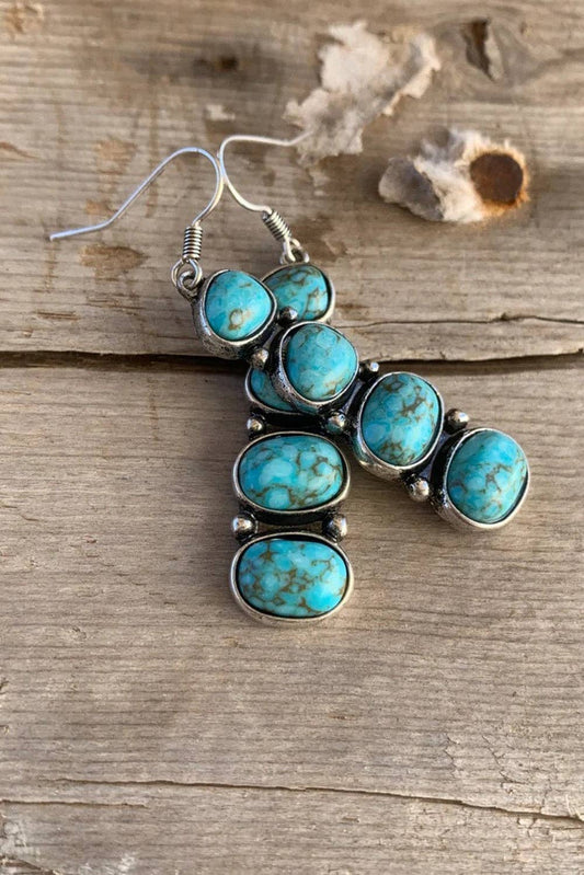#374 Turquoise Stacked Dangle Earrings