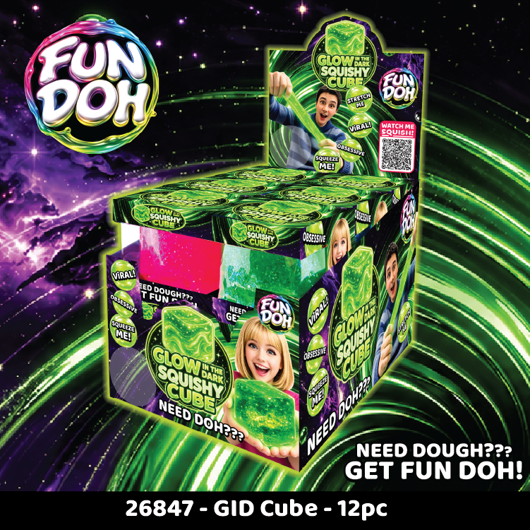 #1023 Fun Doh Glow in the Dark Squishy Sparkle Cube