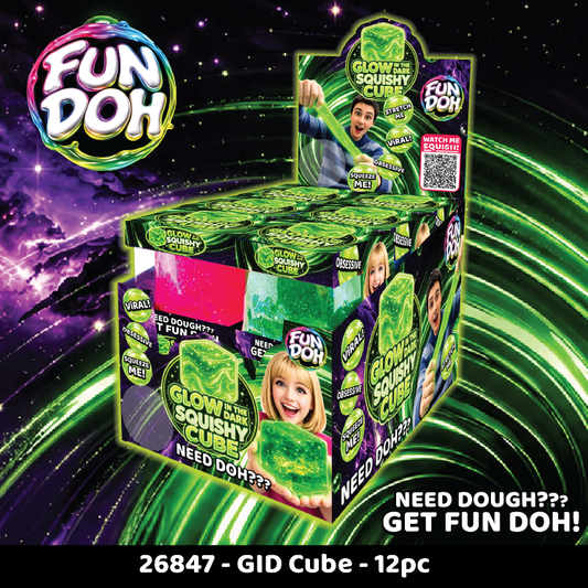 #1023 Fun Doh Glow in the Dark Squishy Sparkle Cube