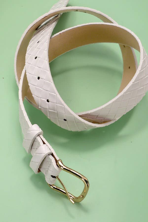 #633 CLASSIC BRAIDED WEAVE GRID FAUX LEATHER BELT