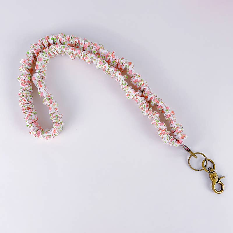 #1029 Floral Print & Plain Color Lanyard