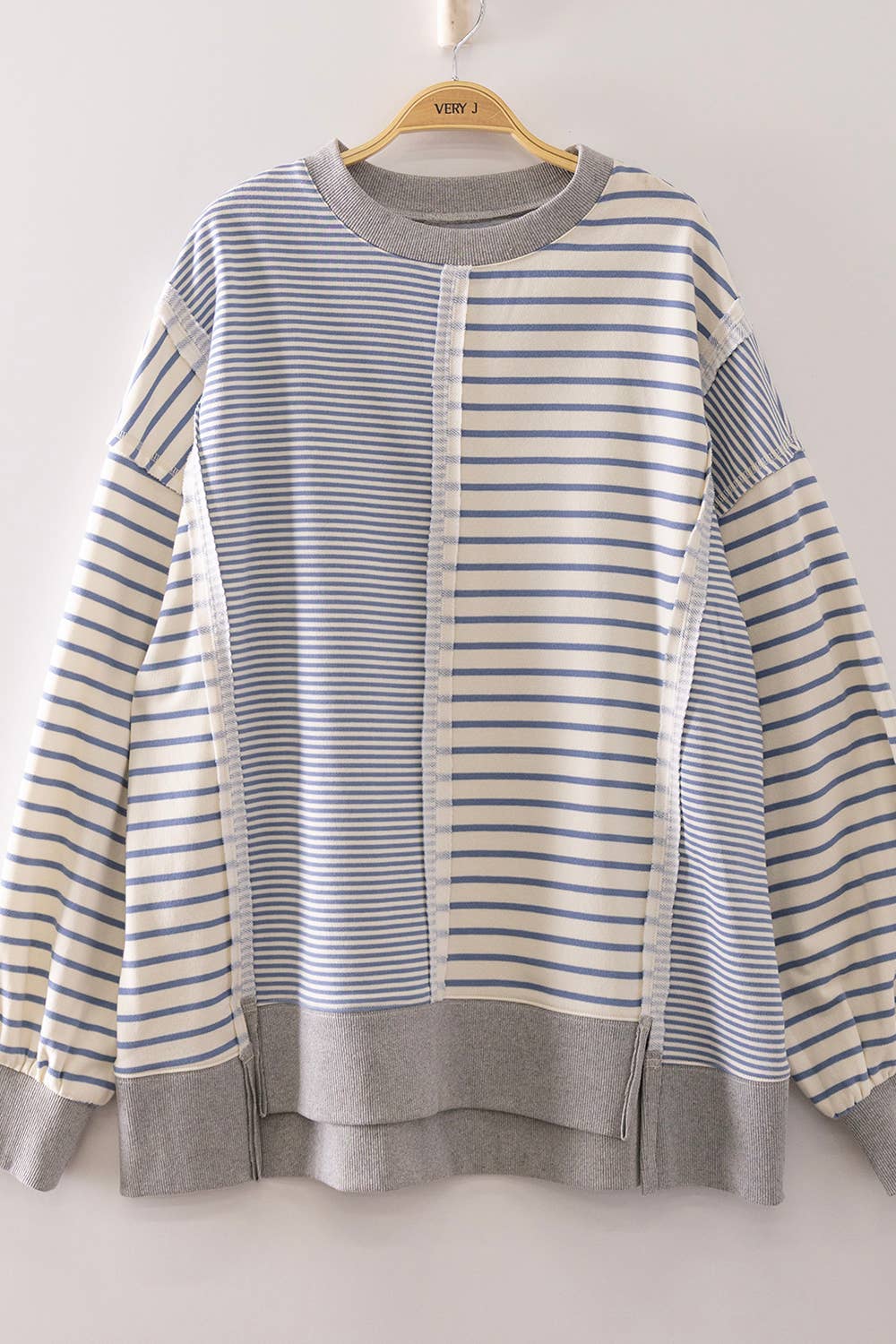 #1215 Mixed Stripe Contrast Sweatshirt