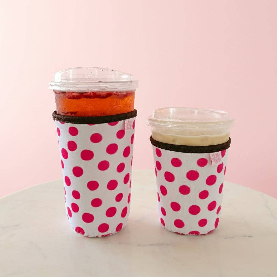 #634 Coffee Cup Cover - Pink Polka Dots