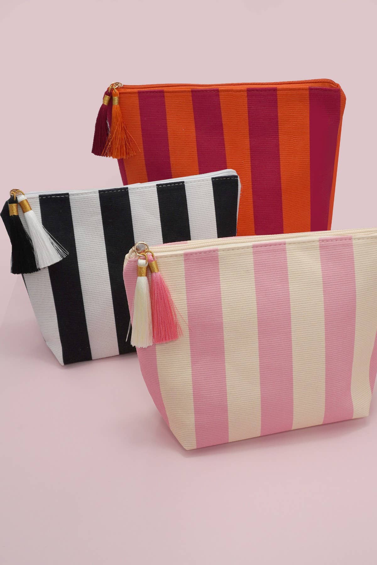 #1096 Striped Tassel Makeup Pouch