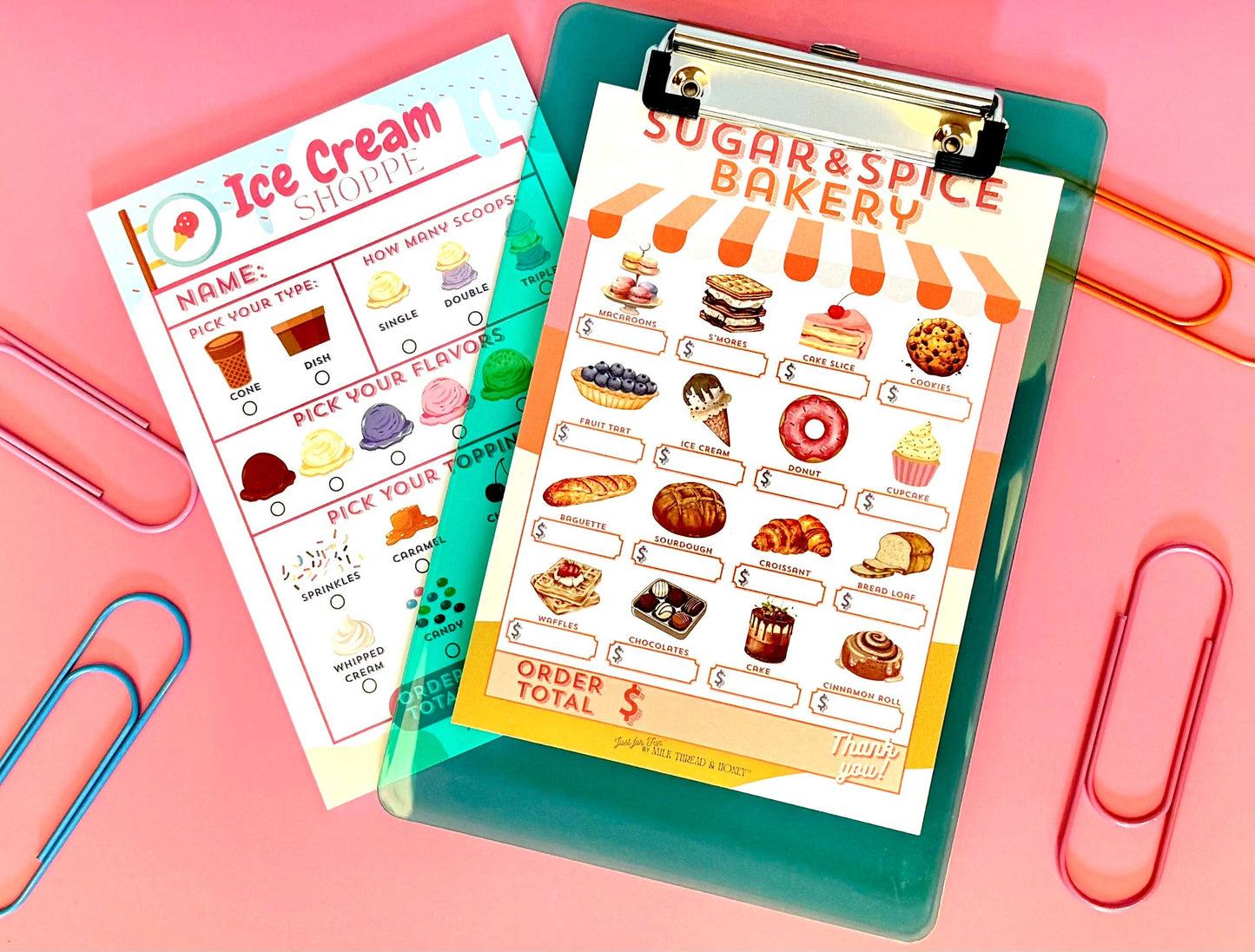 #156 Pretend Play Ice Cream Shop Order Notepad