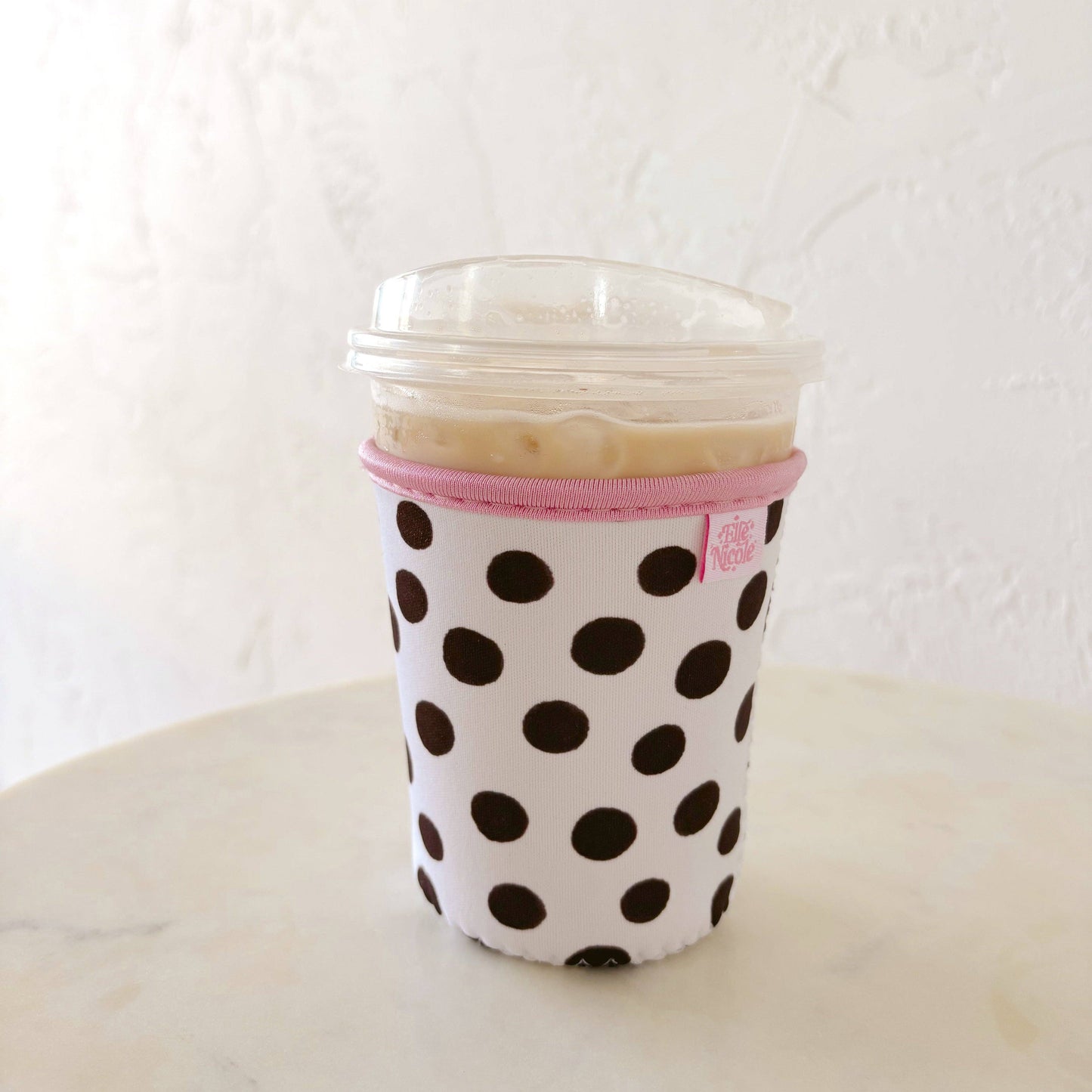 #632 Coffee Cup Cover - Brown Polka Dots