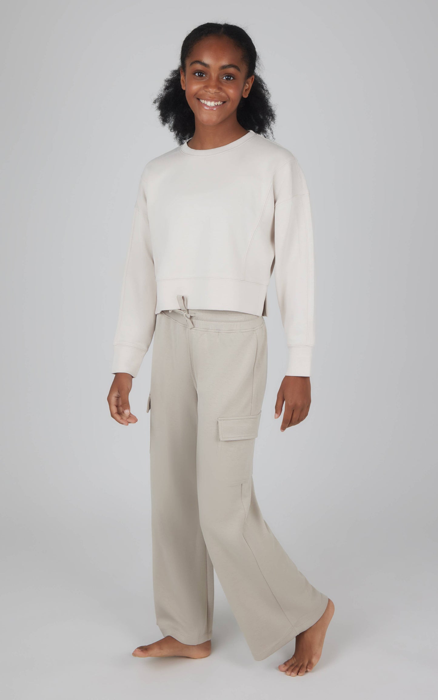 #404 Girls Scuba Pullover and Wide Leg Cargo Pant - Set