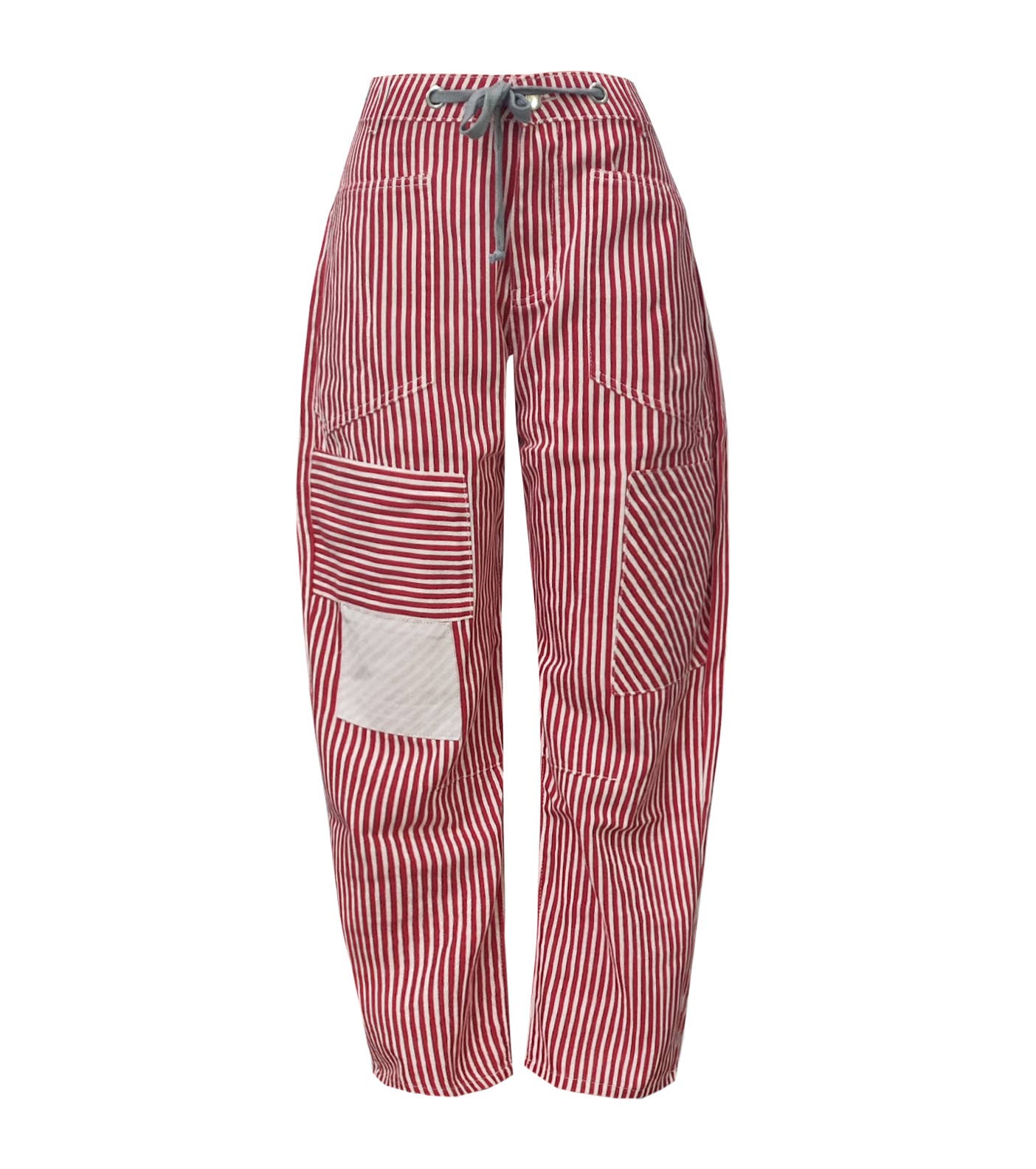 #1069 Trendy Wide-Leg Striped Patchwork Jeans