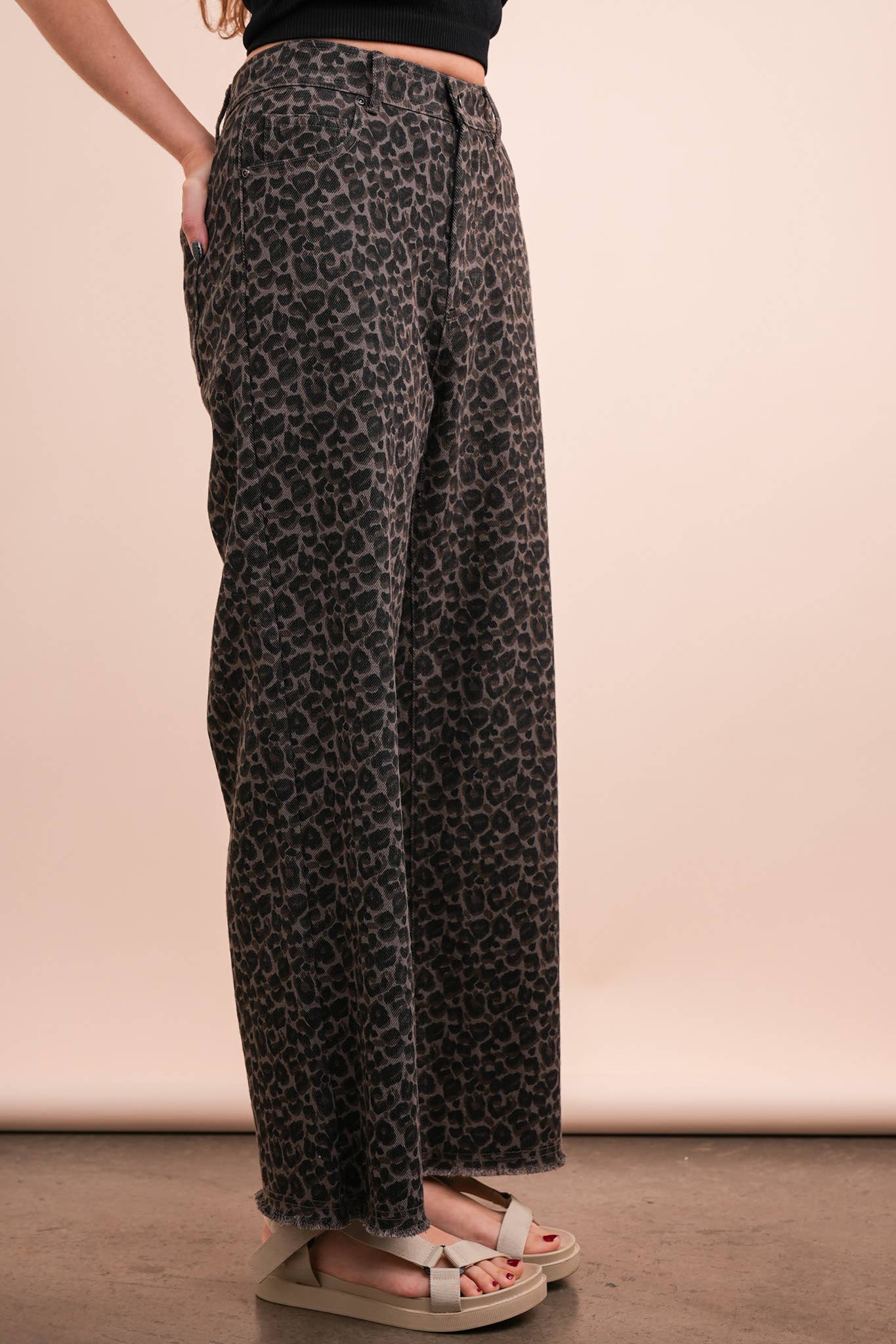 #329 Leopard Printed Marine Straight Jeans