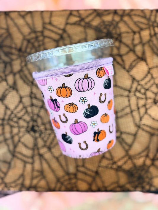 #1128 Iced Coffee Sleeve -Spooky Pumpkins