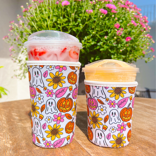 Coffee Cup Cover - Spooky Doodle - Iced Drink Sleeve