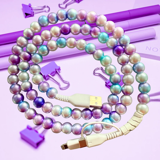 #805 Purple & Blue Ombré Pearl Beaded Charger