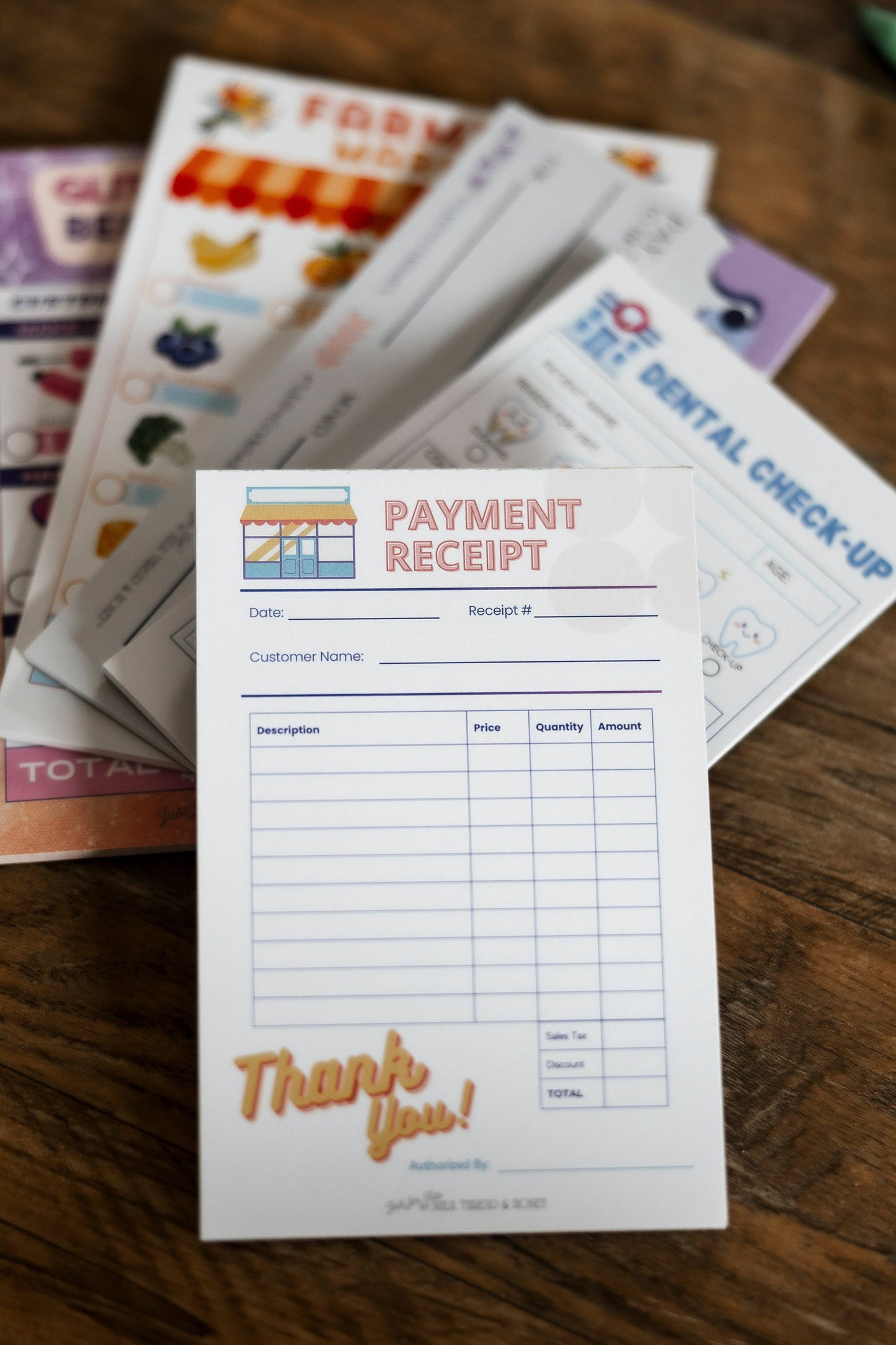 #150 Dentist, Shop Owner, Farmer's Market, Beauty Salon - Set of 5 Pretend Play Notepads