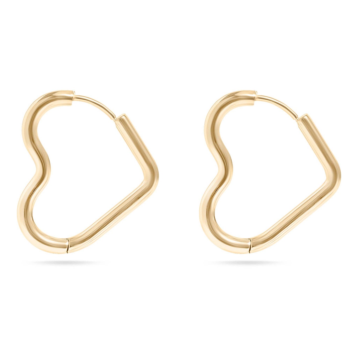 #322 18K Gold PVD Stainless Steel Heart Hoop Earrings / ERJ0007