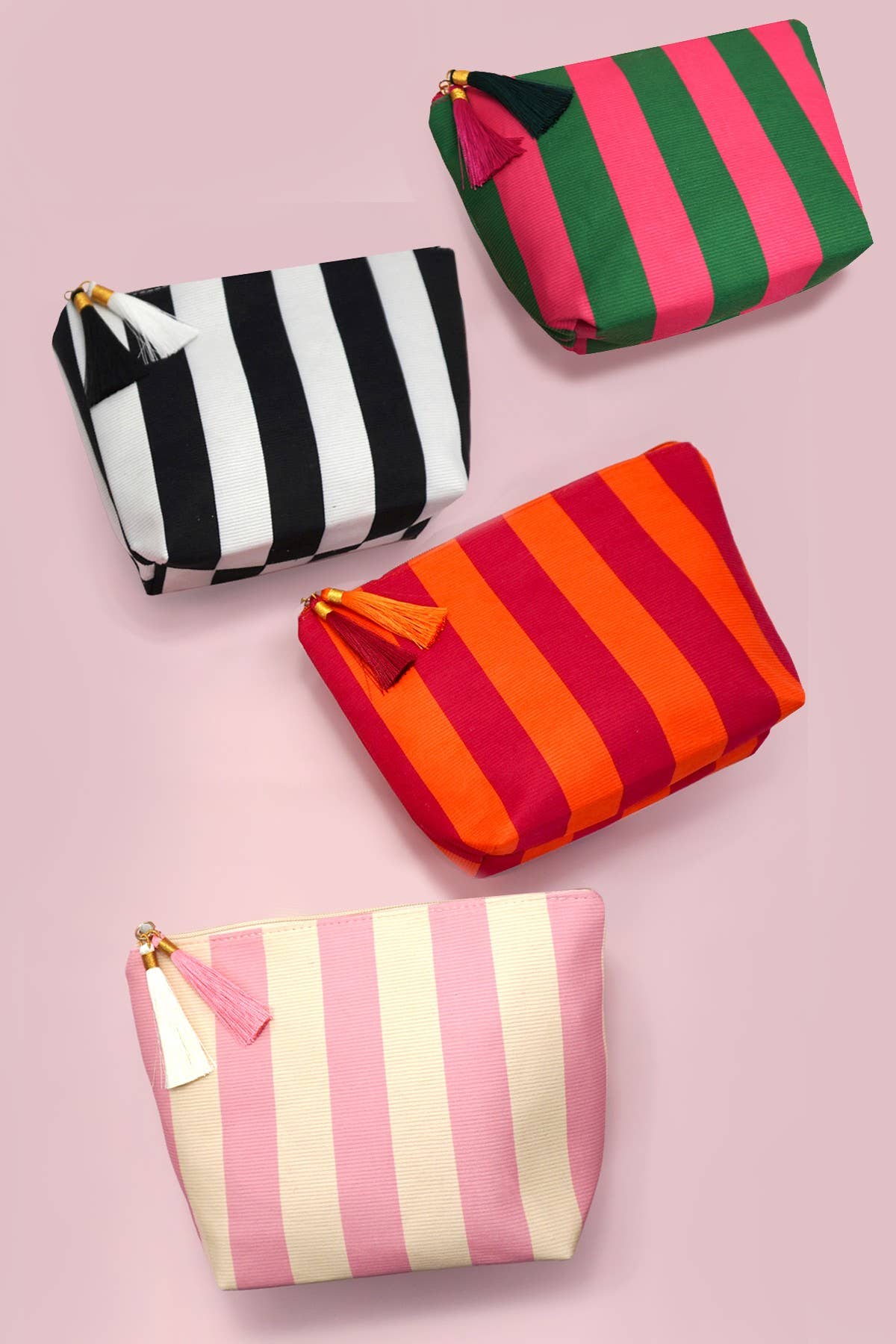 #1096 Striped Tassel Makeup Pouch