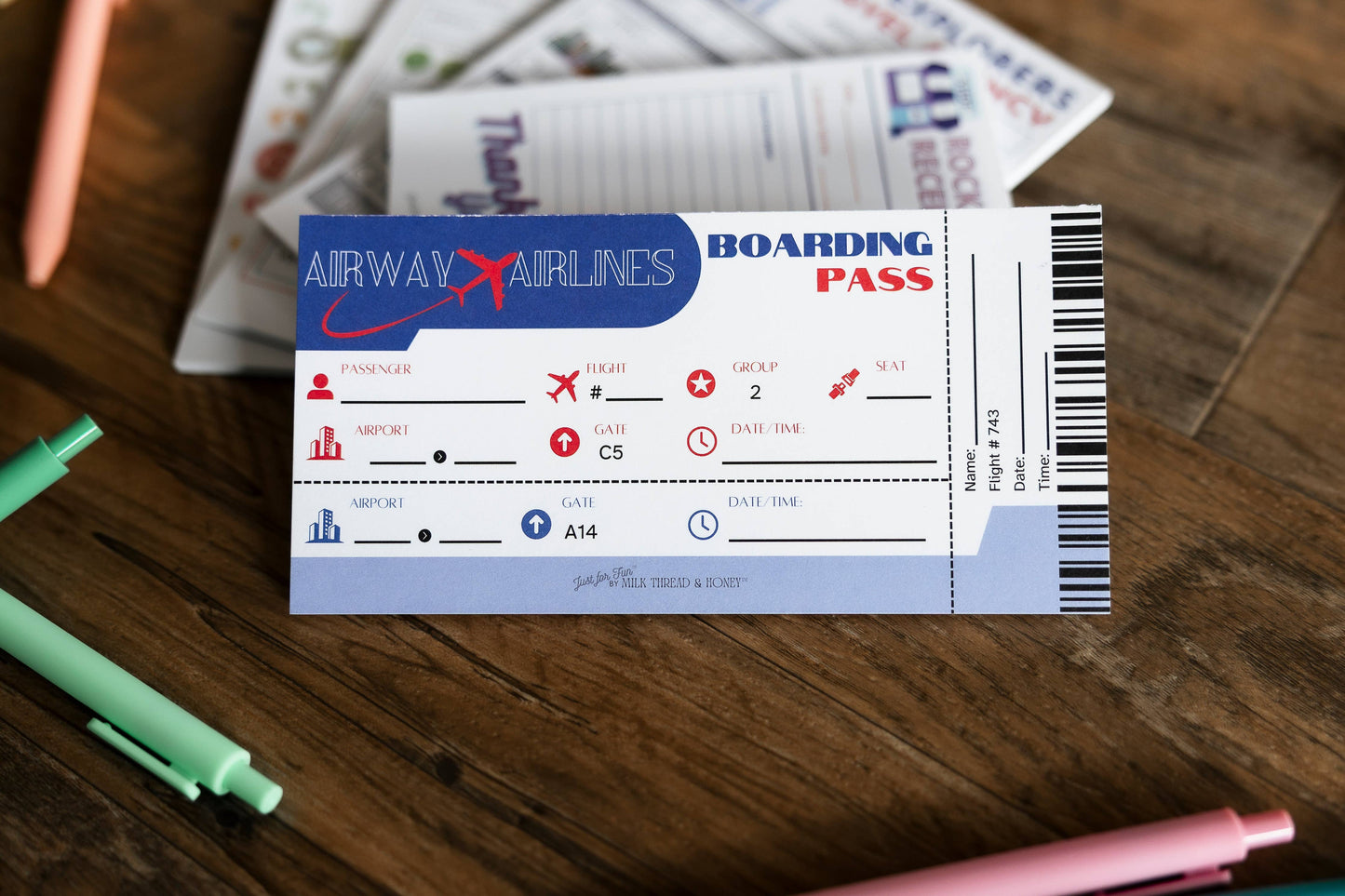 #151 Daycare Log, Boarding Pass, Travel Agent, Pet Check - Set of