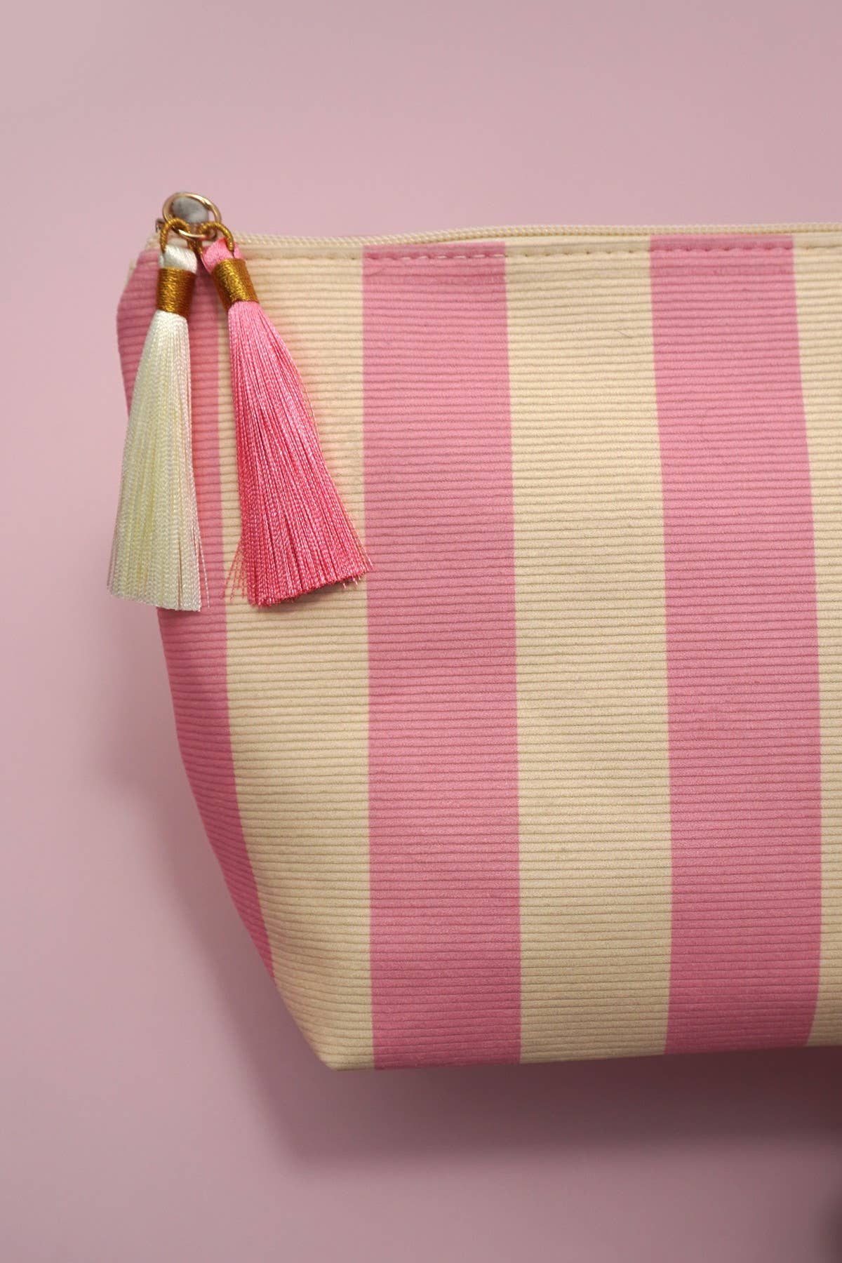 #1096 Striped Tassel Makeup Pouch