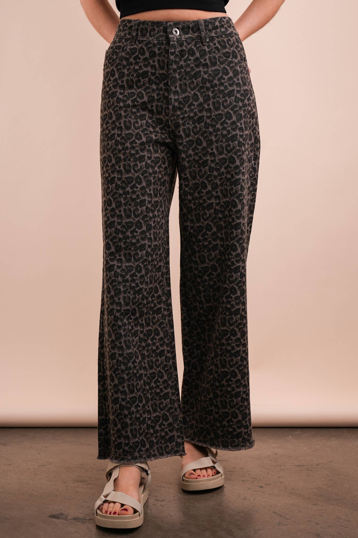 #329 Leopard Printed Marine Straight Jeans