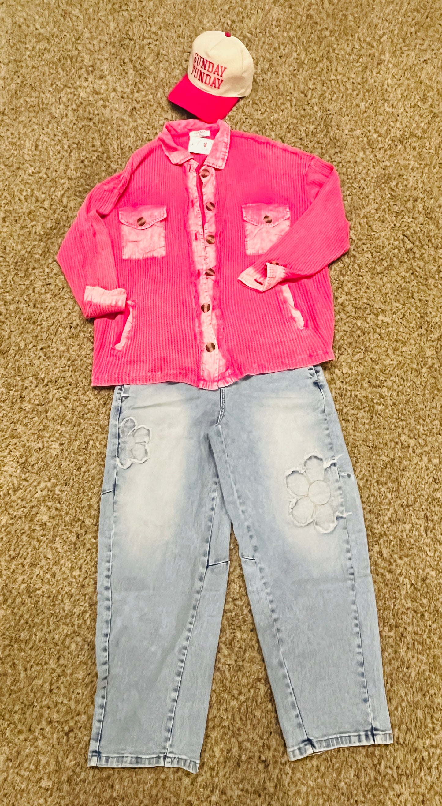 #504 Two Toned Ribbed Light Weight Shacket