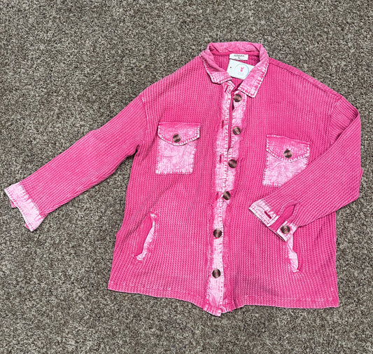 #504 Two Toned Ribbed Light Weight Shacket