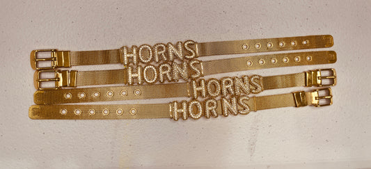 #587 Gold Rhinestone Horns Bracelet