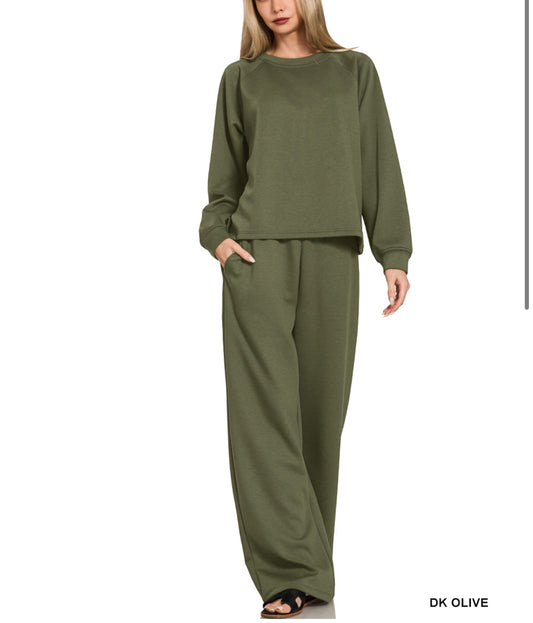 #590 Dark Olive Suba Pullover and Pants Set