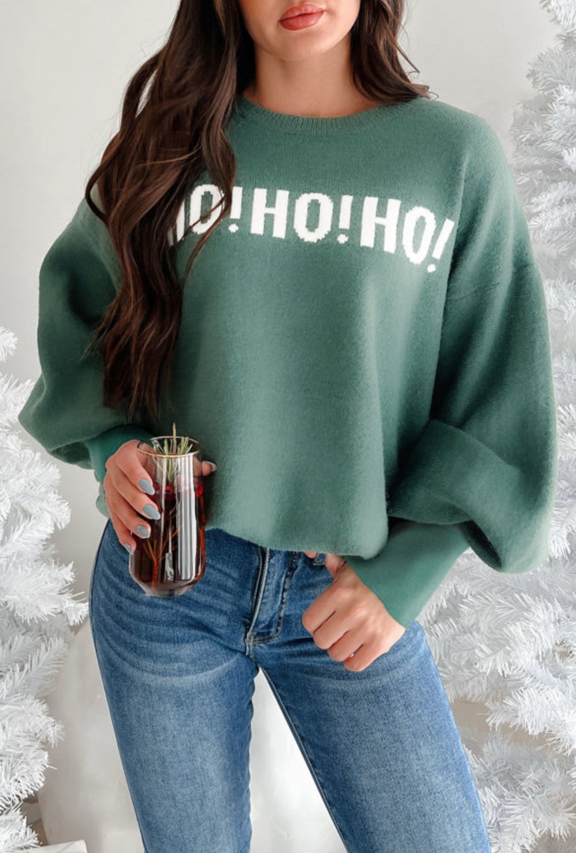 #604 Green HO HO HO MERRY CHRISTMAS  Sweater