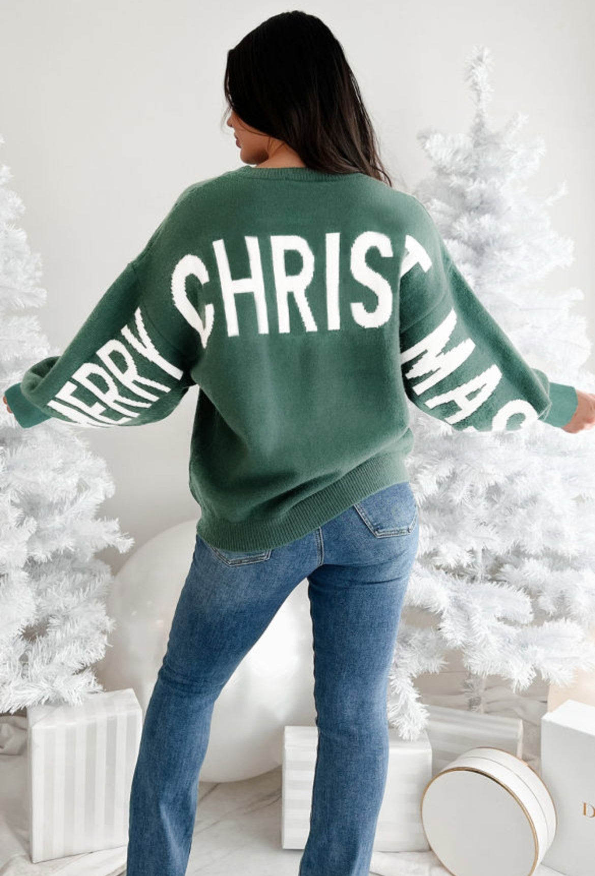 #604 Green HO HO HO MERRY CHRISTMAS  Sweater