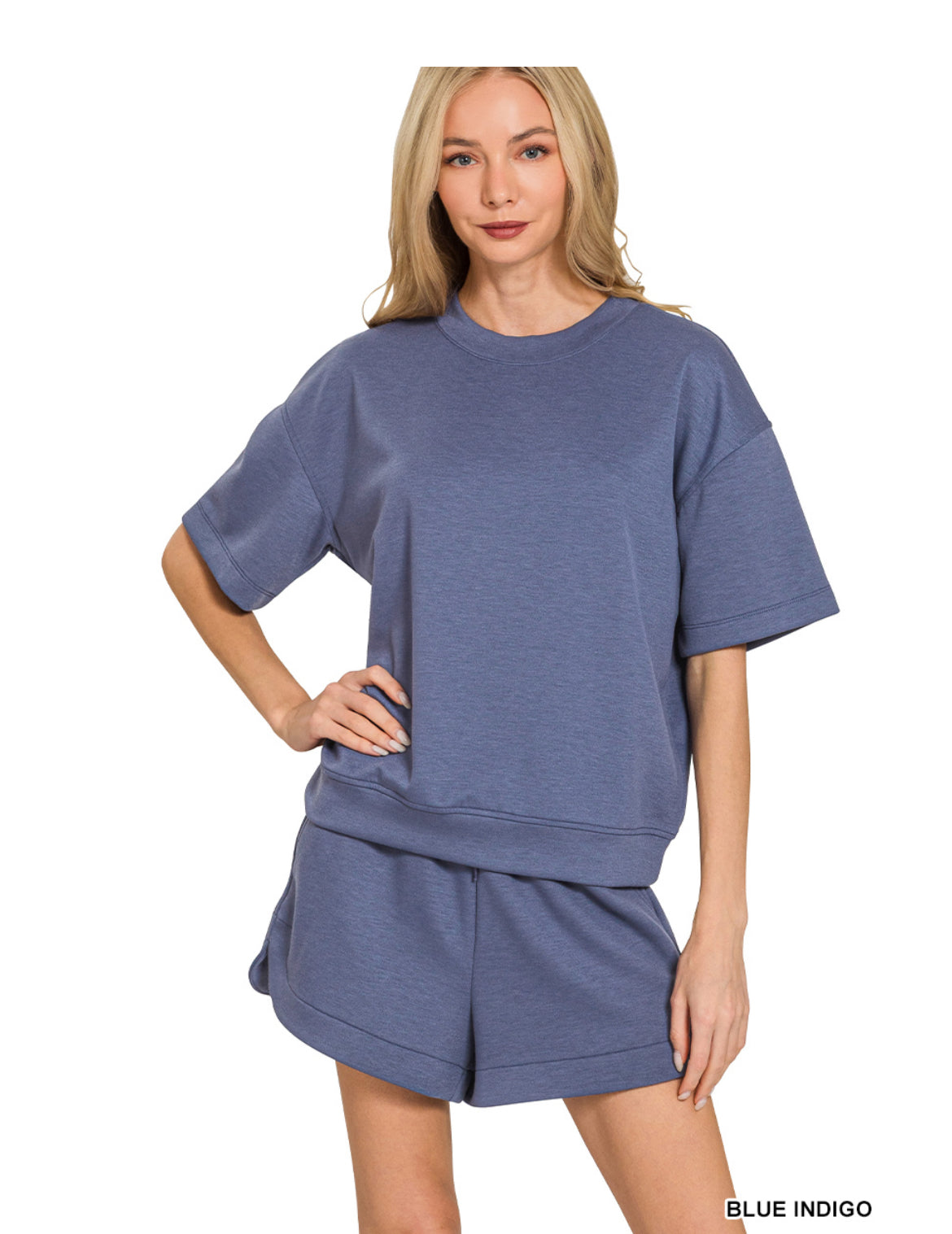 #649 SCUBA ROUND NECK TOP & DOLPHIN SHORTS SET