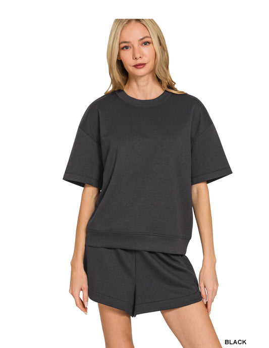 #649 SCUBA ROUND NECK TOP & DOLPHIN SHORTS SET