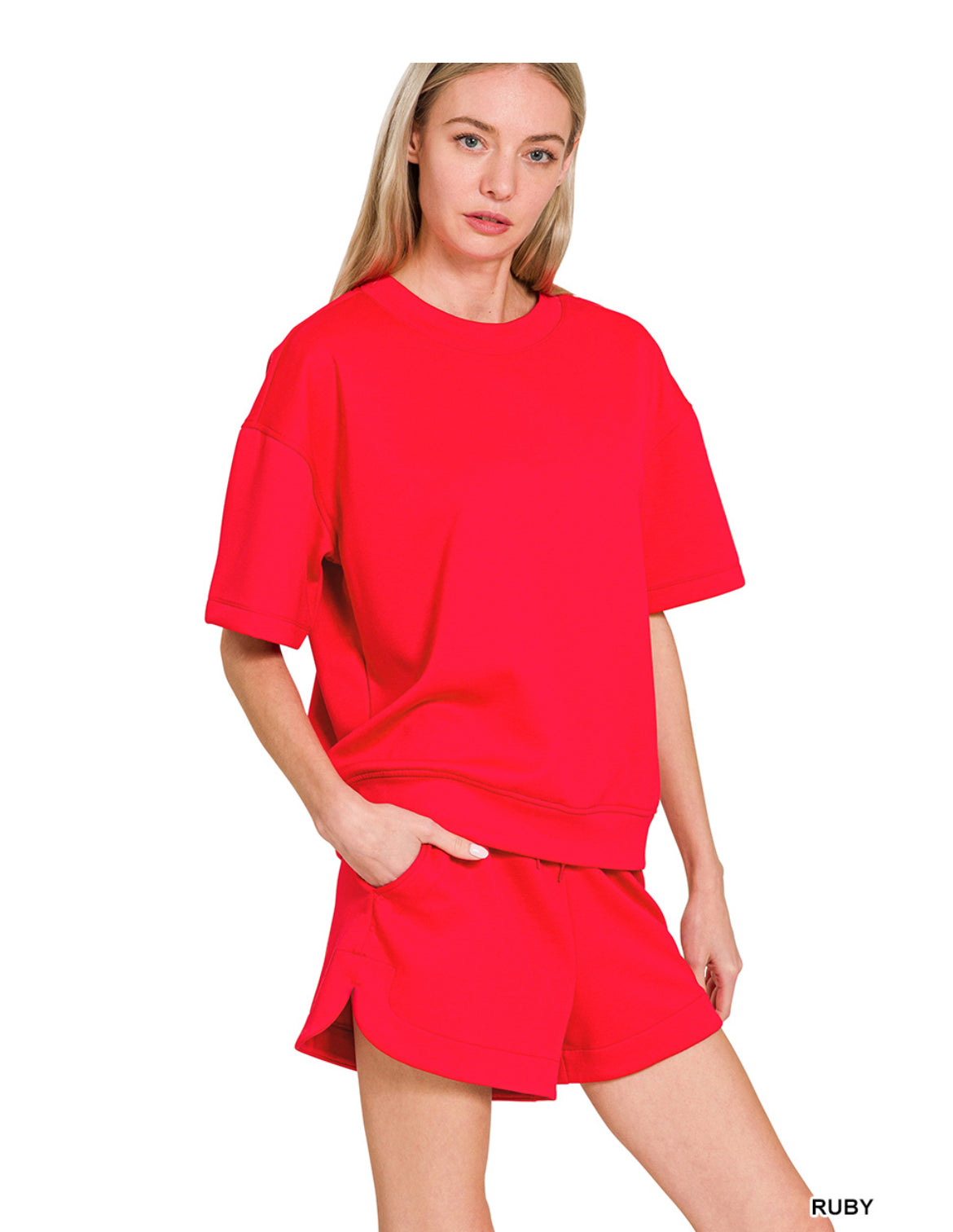 #649 SCUBA ROUND NECK TOP & DOLPHIN SHORTS SET