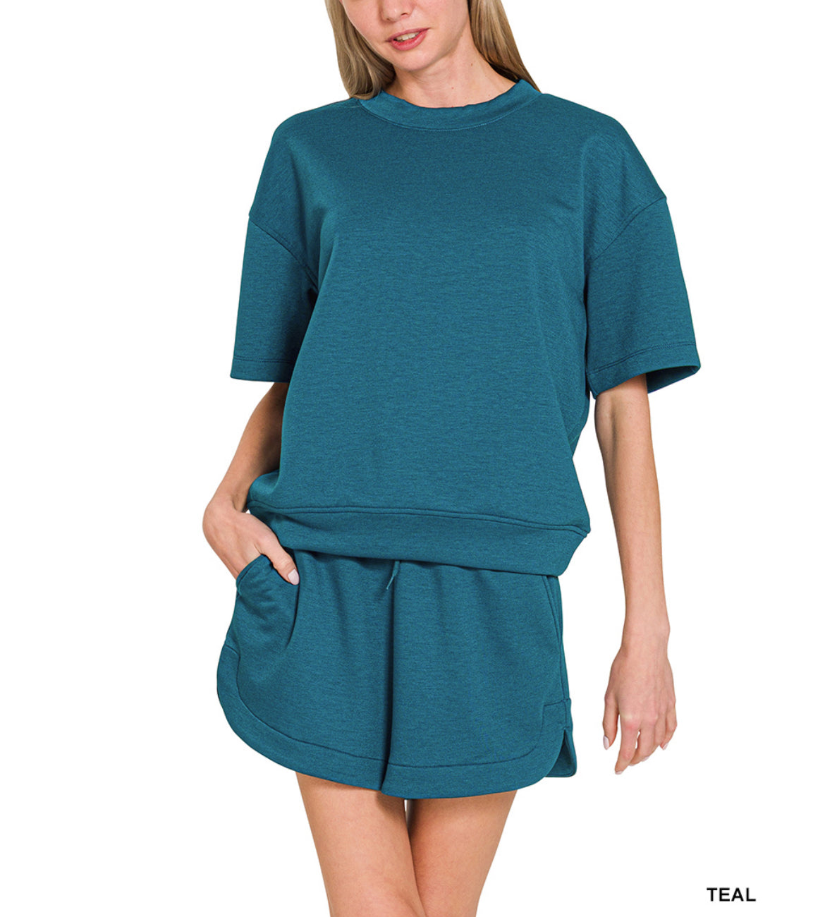 #649 SCUBA ROUND NECK TOP & DOLPHIN SHORTS SET