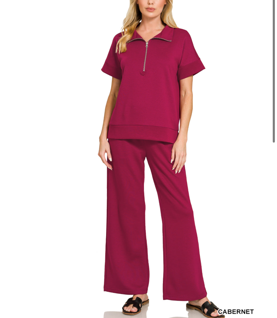 #652 SCUBA HIGH NECK HALF ZIP TOP & PANTS SET