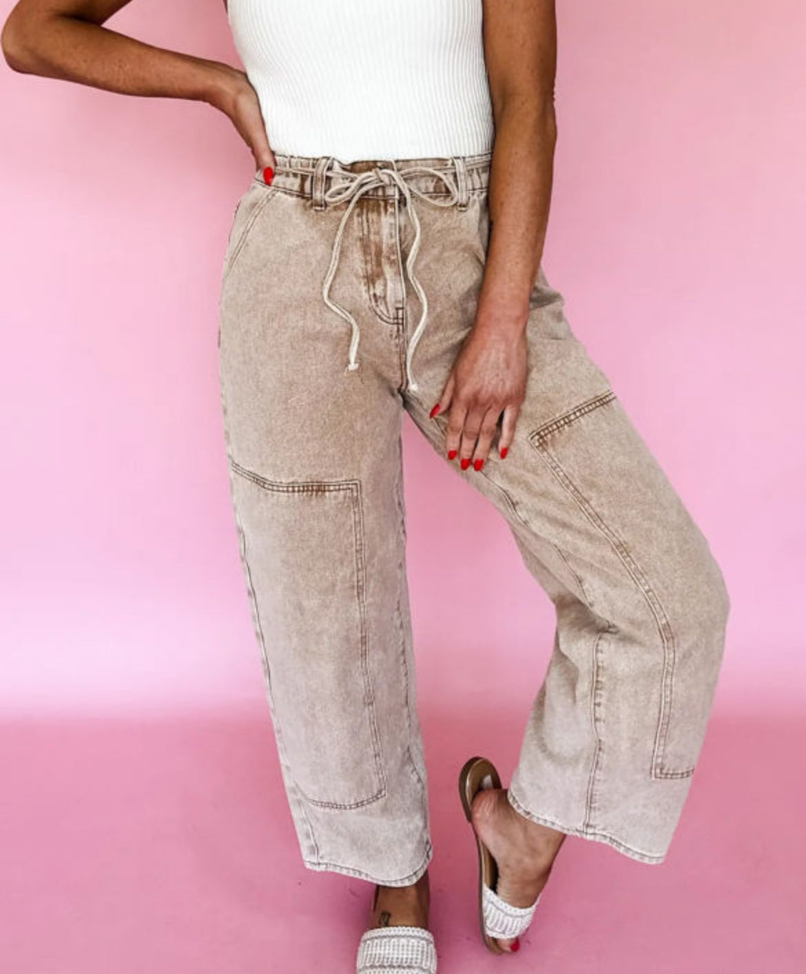 #710 Acid Wash Barrel Fit Denim Pants