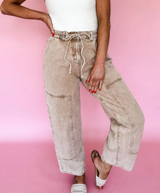 #710 Acid Wash Barrel Fit Denim Pants