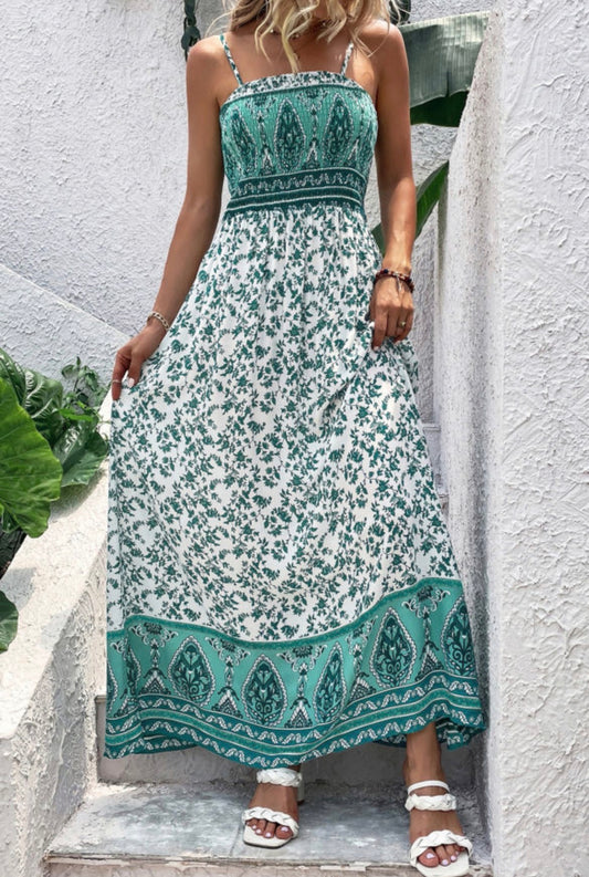 #782 Boho Floral Maxi Dress