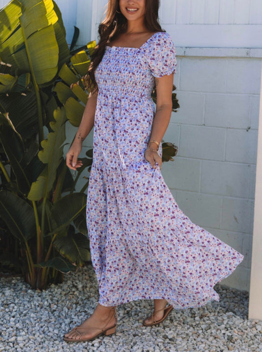 #756 Purple Floral Maxi Dress