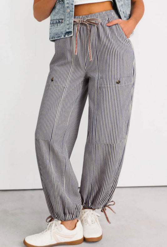 #837 Khaki Stripe Loose Jeans