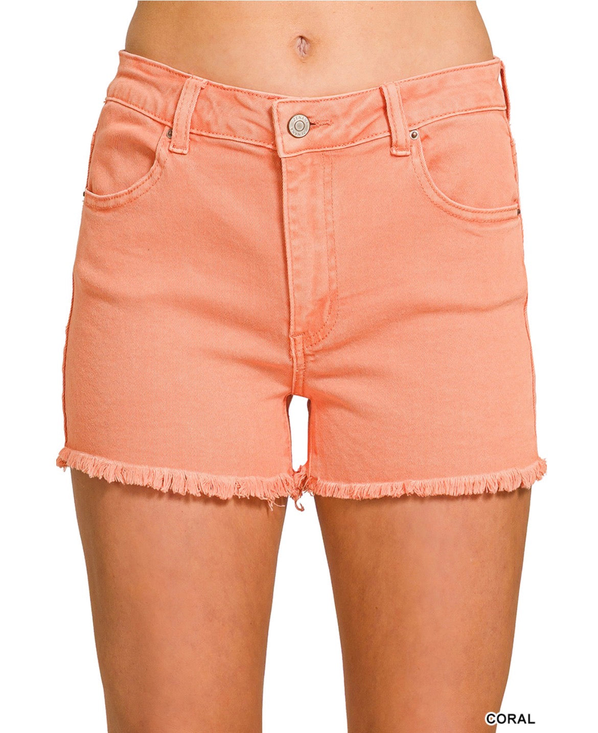 #865 WASHED FRAYED CUTOFF HEM SHORTS