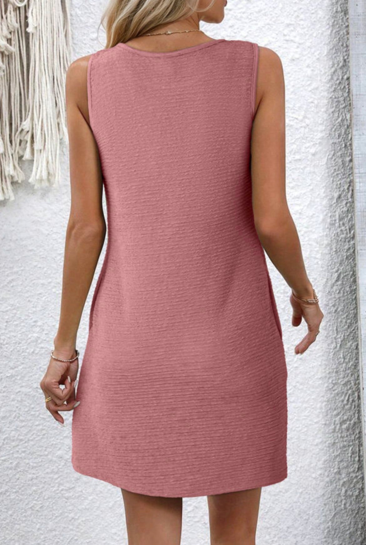 #904 Textured Lace Sleeveless Mini Dress