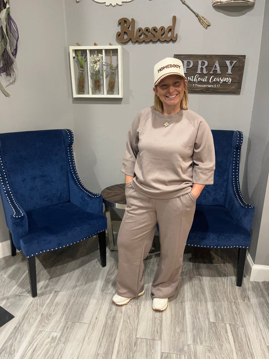 #917 3/4 Sleeve Scuba Pant Set